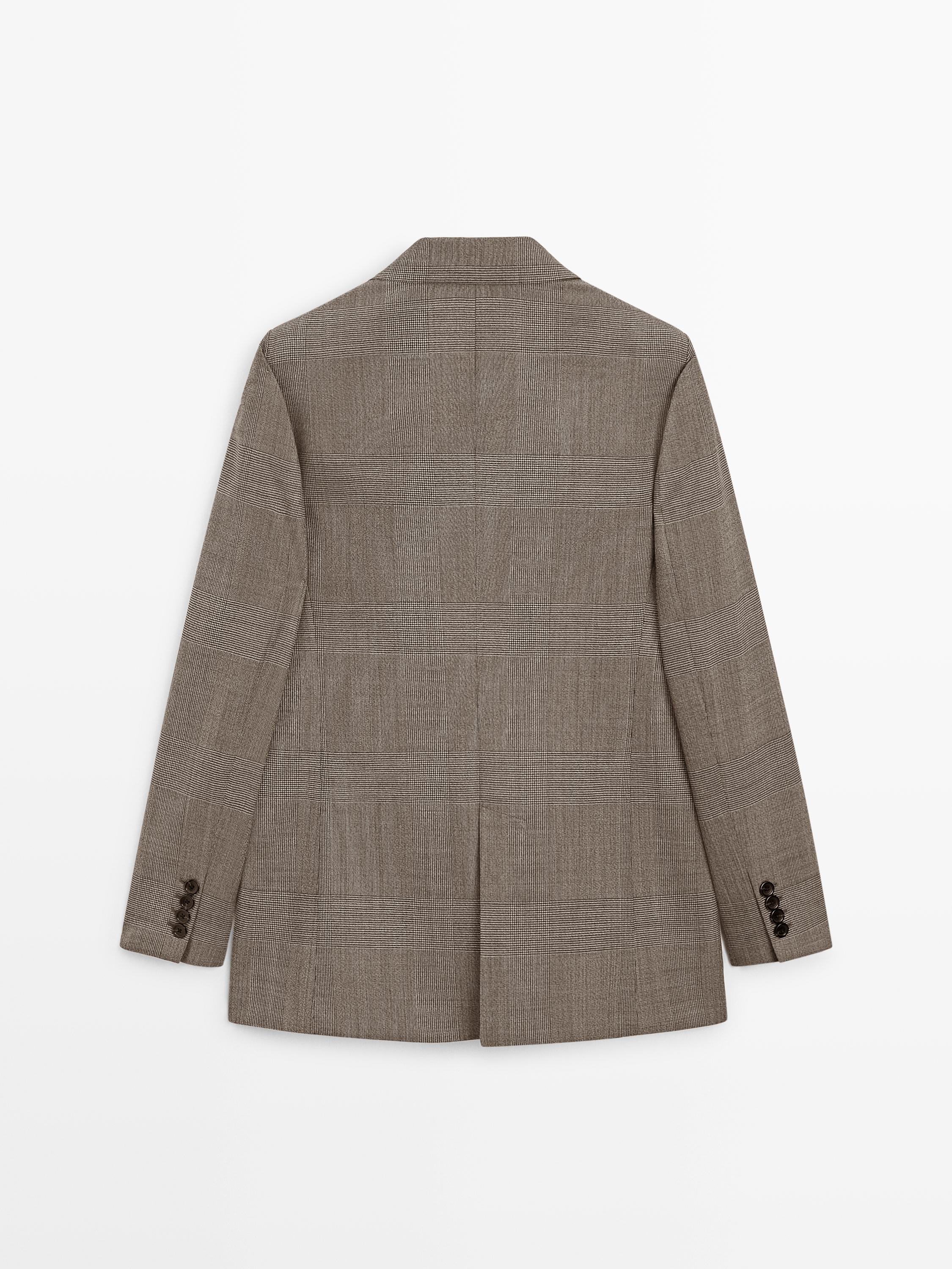 100% wool check suit blazer